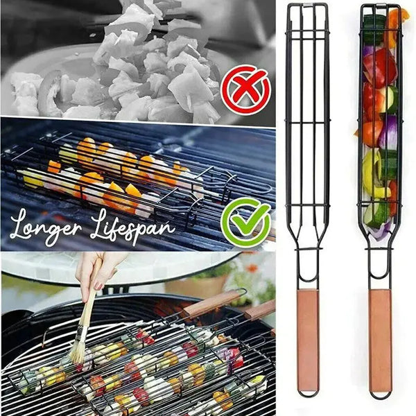 Stainless Steel BBQ Grill Cage Meat & Vegetable Basket